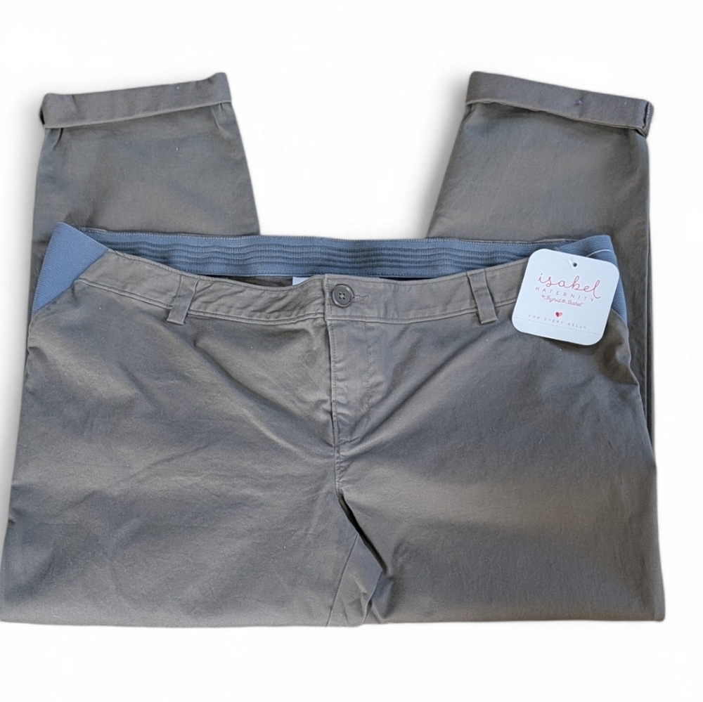 Isabel Maternity, Taupe/Grey Ankle Length Chino Style Pants. Sz 6